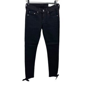 Rag & Bone Stevie Ankle Tie Cropped Low Rise Skinny Leg Jeans Coal Black Size 25
